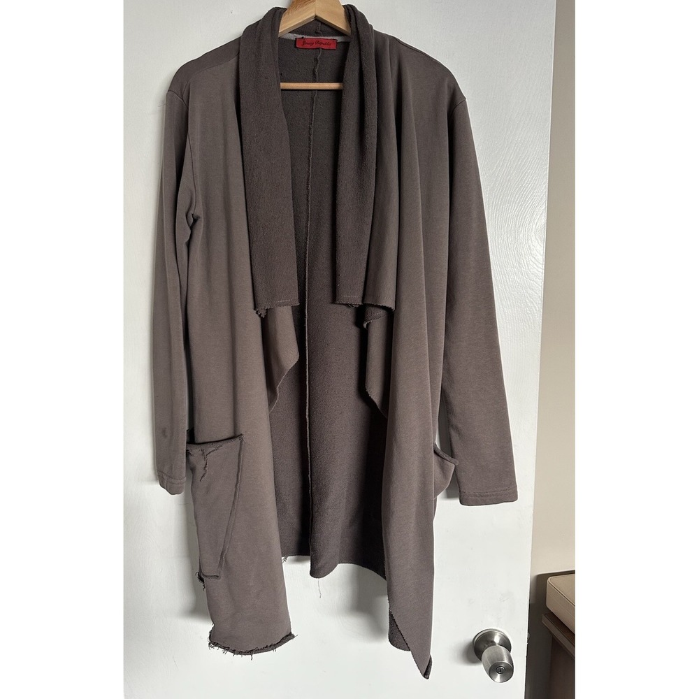 Young Republic Long‎ Men's Open Cardigan Sweater Gray Distressed Medium